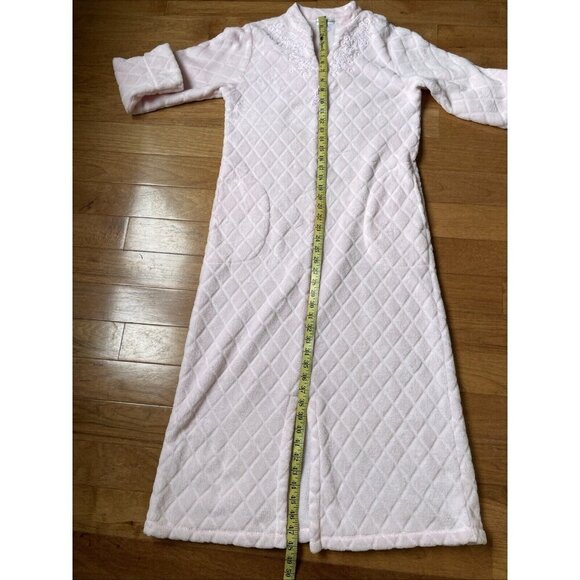 Miss Elaine Velour Robe Duster Housecoat Size Small Zip Front Tassel Embroidery - Picture 6 of 9